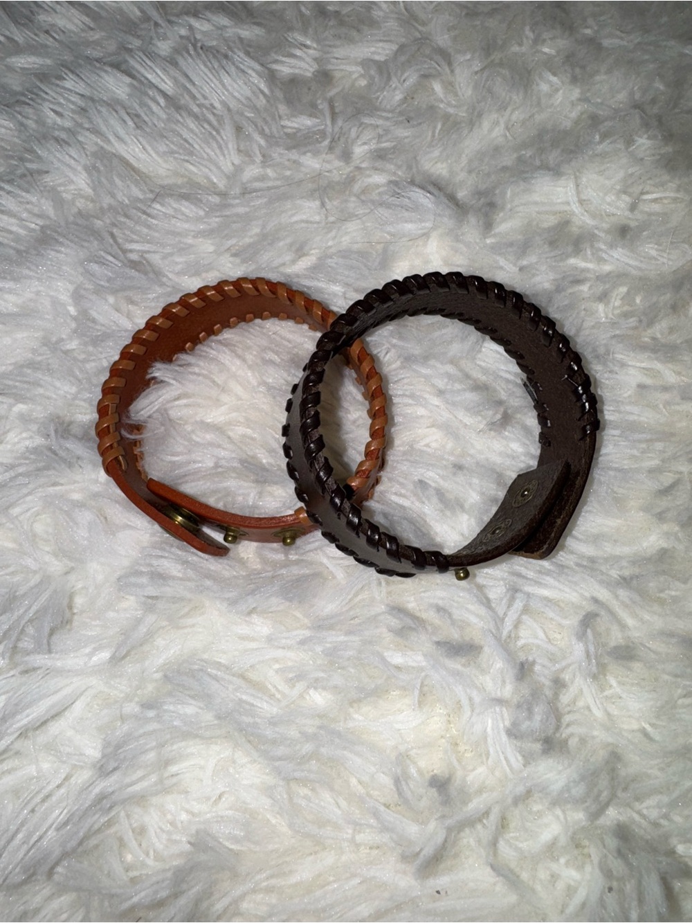 Braided Leather Bracelet Wristband - Brown & Tan